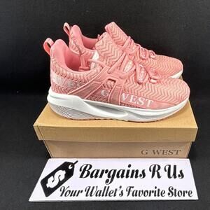 G WEST Women's Pink Knit Athletic Low Top Sneakers Up US 8.5